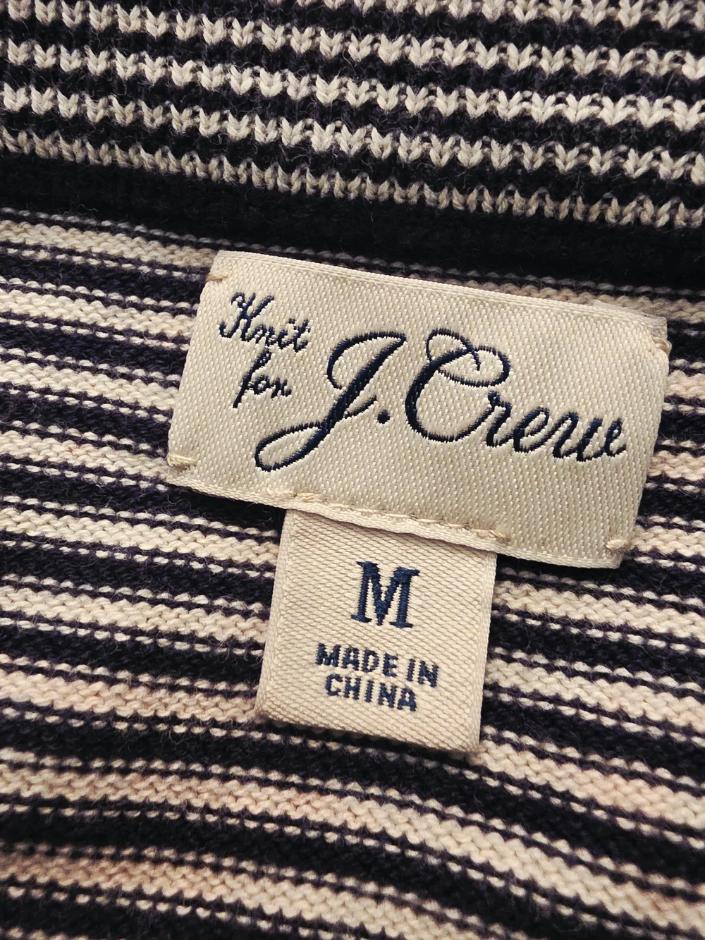 J. Crew Black and White Striped Crewneck Sweater